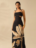 Vestido Vassalo Boho com Amarração Oca na Cintura Sem Mangas