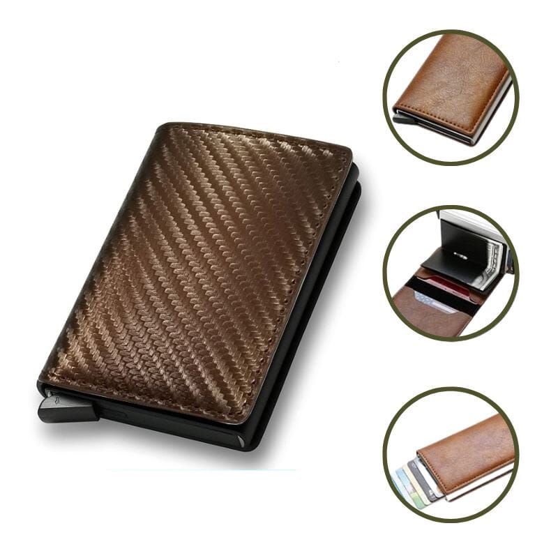 Carteira Slim Antifurto Carbon em Couro - Pague 1 Leve 2
